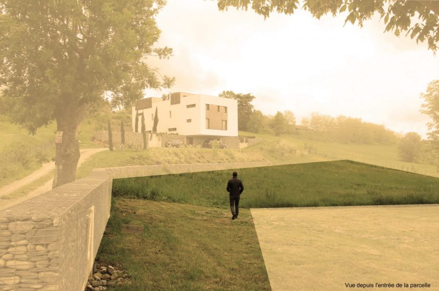 vue terrain avant projet Maison dans la colline