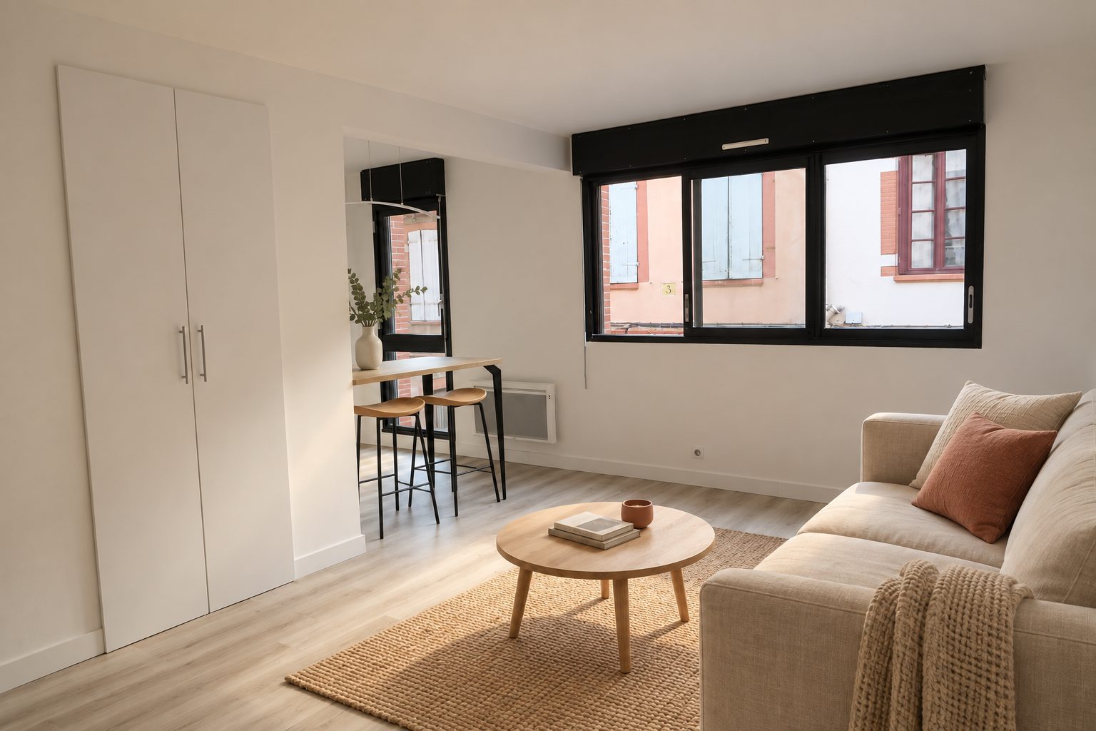 Appartement J. — Réhabilitation — La pièce de vie après travaux