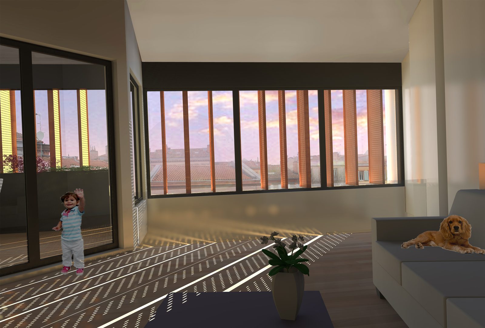 Surélévation appartement BG. — Image de conception — le salon