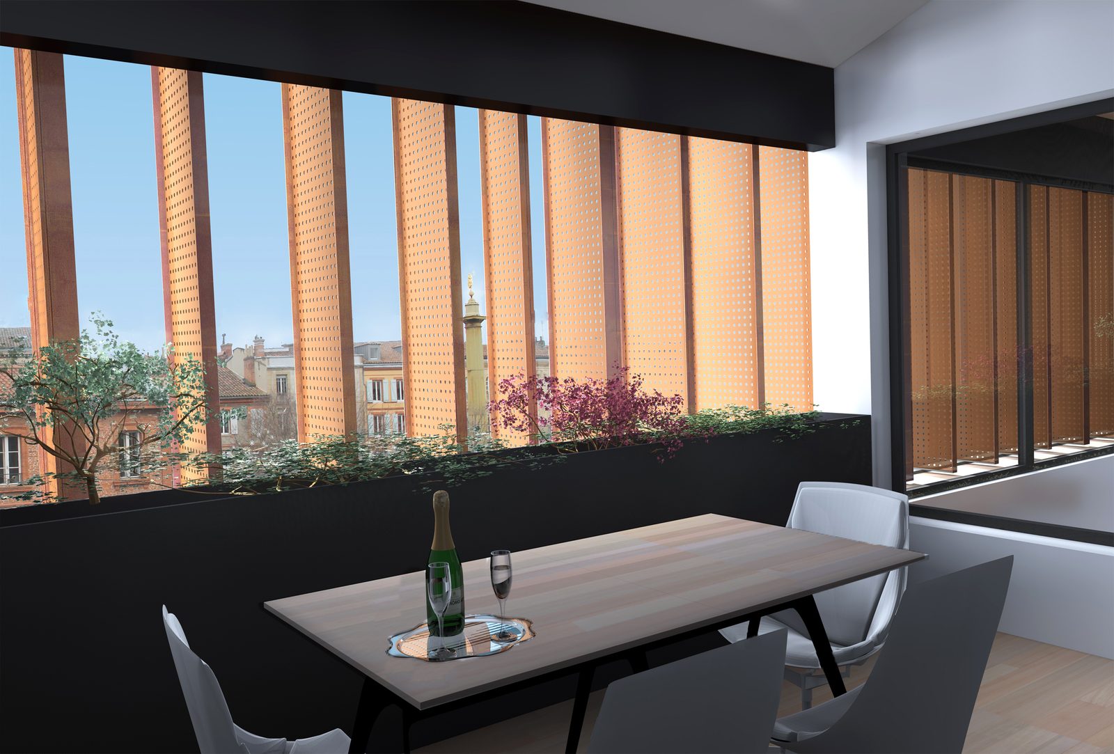 Surélévation appartement BG. — Image de conception — la terrasse