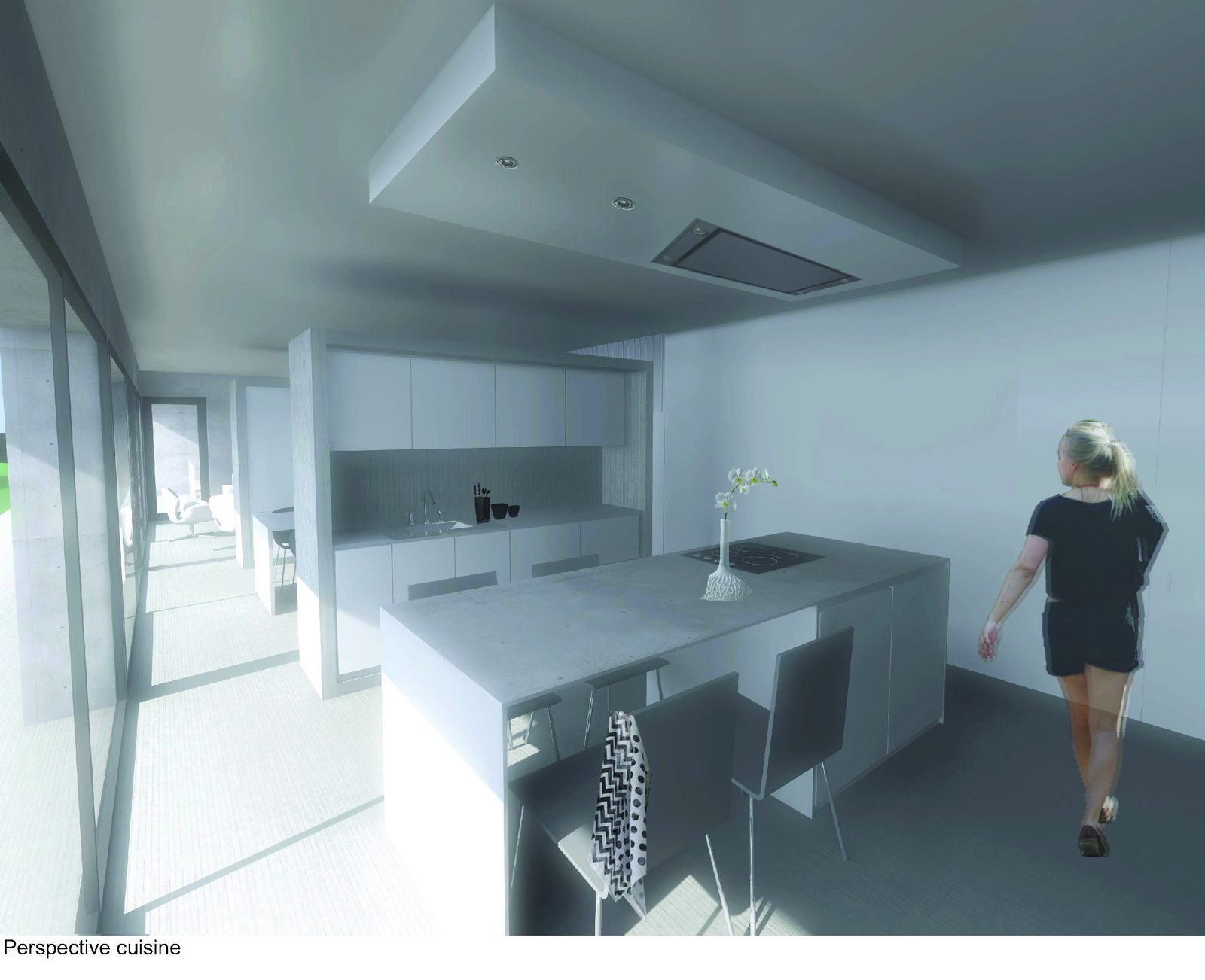 Architecture d’intérieur — Maison N. — Perspective d’étude de la cuisine
