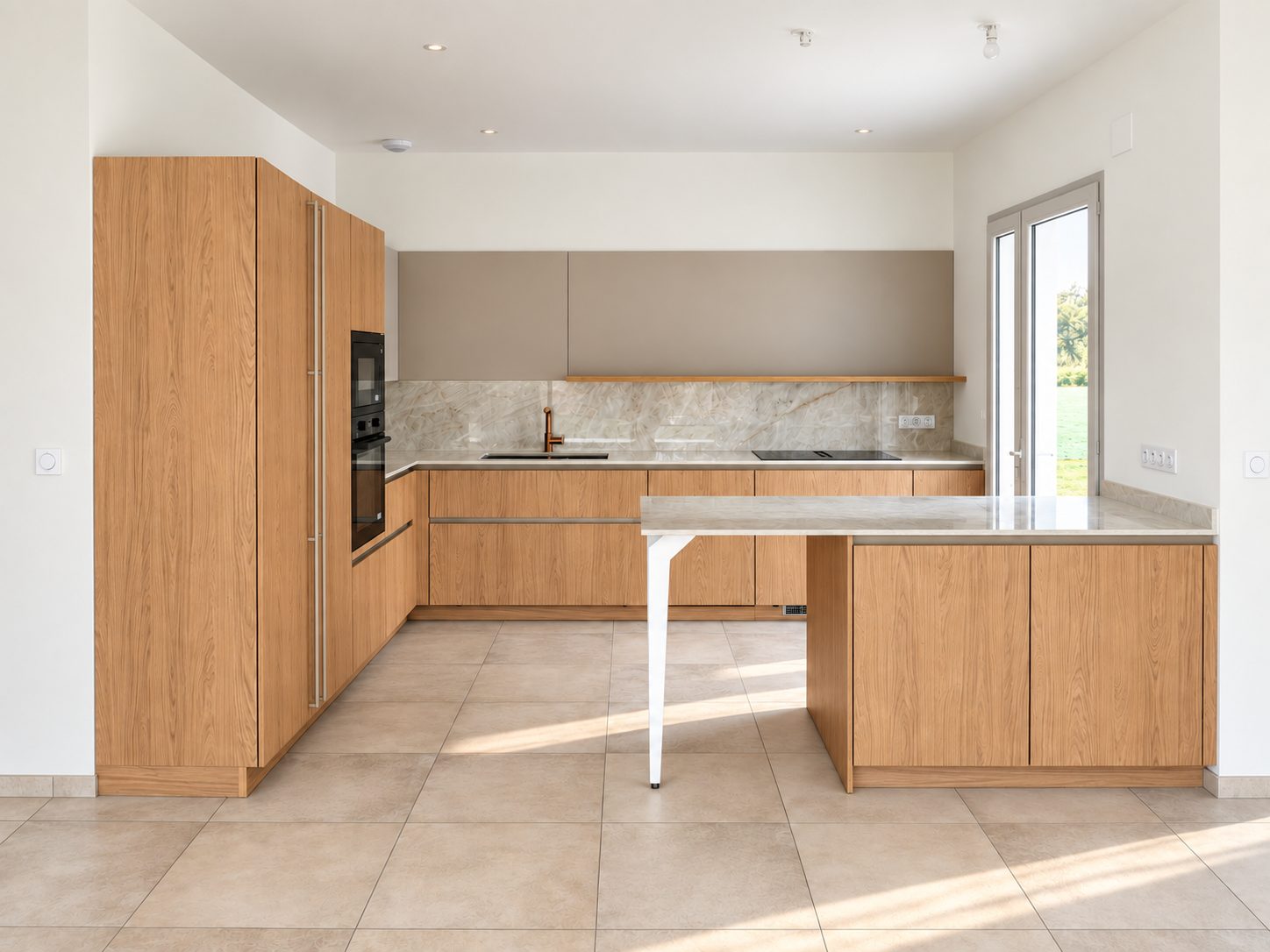 Maison Ph. — Troncens — La cuisine ouverte et son îlot